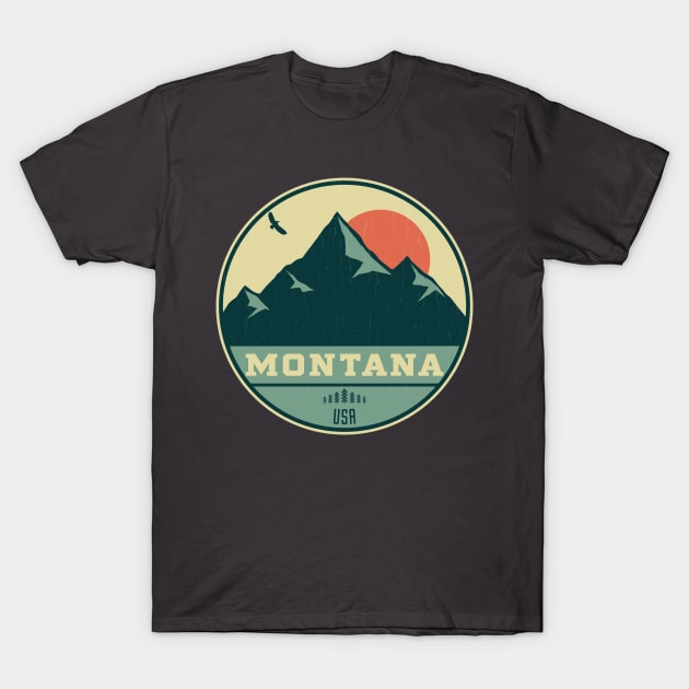 Montana Retro Mountain Badge T-Shirt by dk08